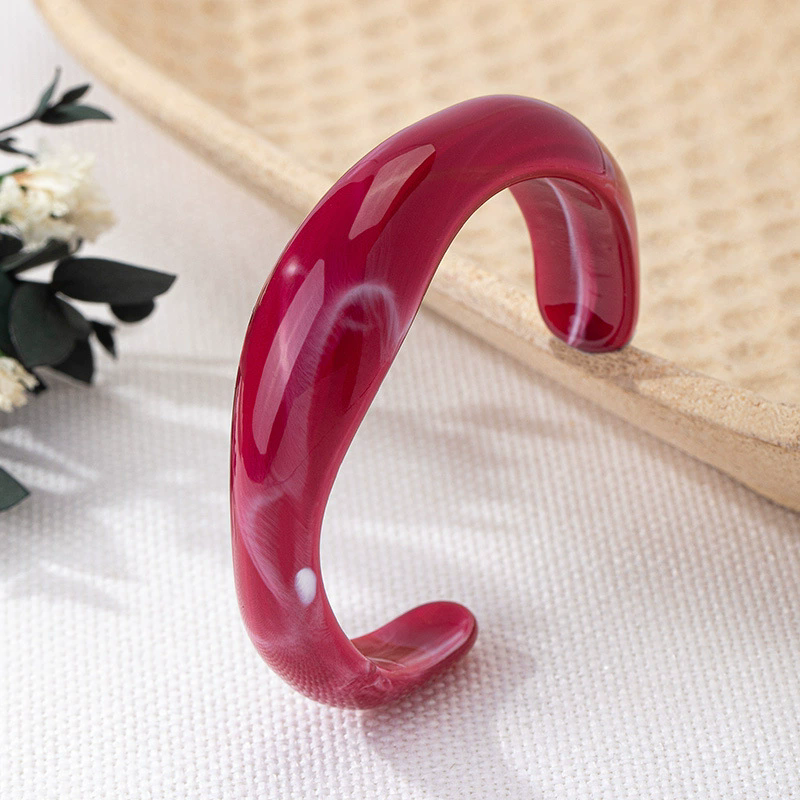 1PC Dopamine Wavy-shape Acrylic Resin Chunky Bangles for Women Irregular Goth Geometric Smudging Cuff Bracelets Charms