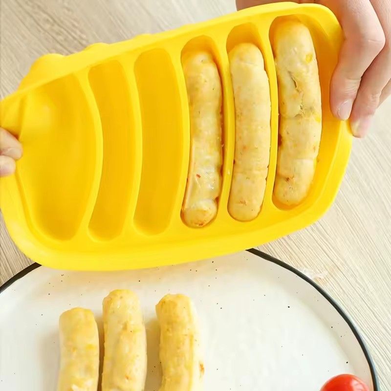1PC Green 6-Grid Silicone Sausage Maker Mould for DIY Ham Hot Dog Cake Baking Non-Stick Dishwasher Safe Kitchen Tools