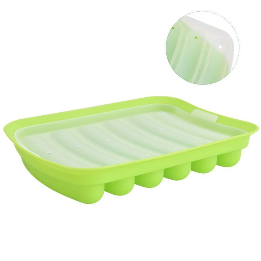 1PC Green 6-Grid Silicone Sausage Maker Mould for DIY Ham Hot Dog Cake Baking Non-Stick Dishwasher Safe Kitchen Tools