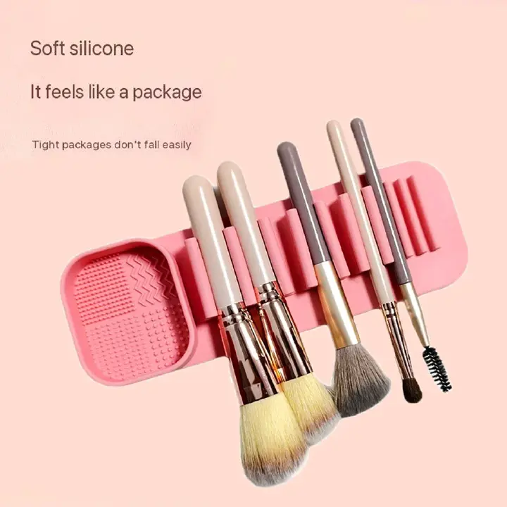 1Pc Silicone Makeup Brush Cleaner Tool Wall Mounted Suction Cup Makeup Brush Drying Rack Cleaning Drying Makeup Brush
