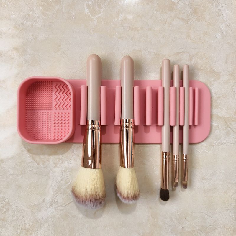 1Pc Silicone Makeup Brush Cleaner Tool Wall Mounted Suction Cup Makeup Brush Drying Rack Cleaning Drying Makeup Brush