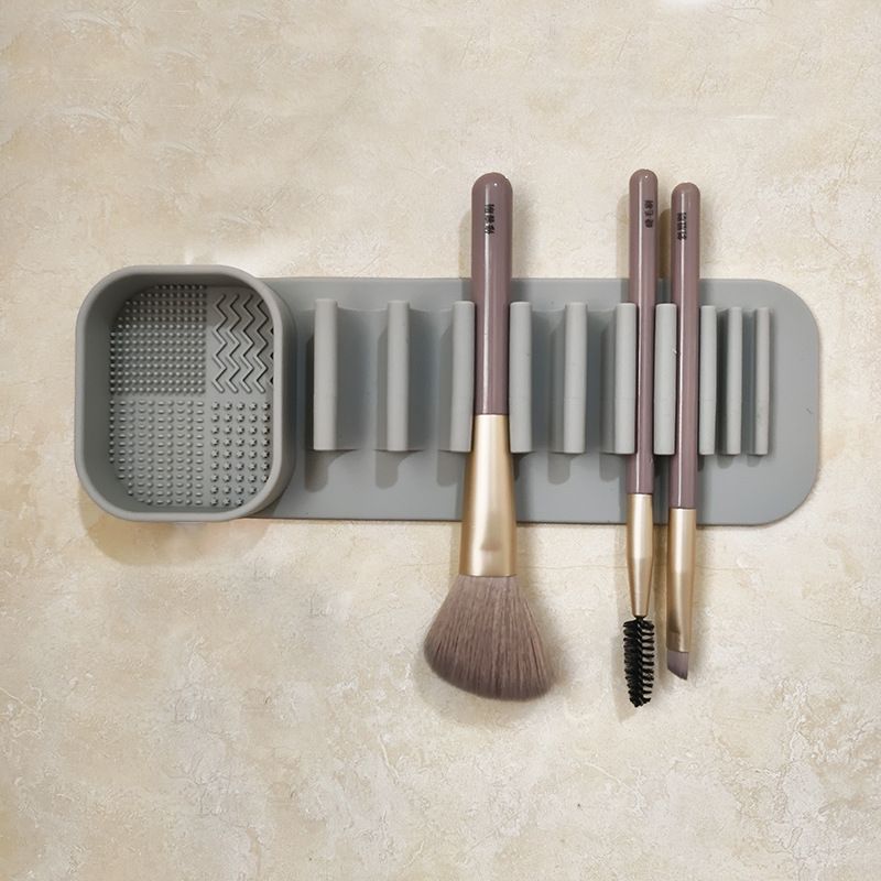 1Pc Silicone Makeup Brush Cleaner Tool Wall Mounted Suction Cup Makeup Brush Drying Rack Cleaning Drying Makeup Brush