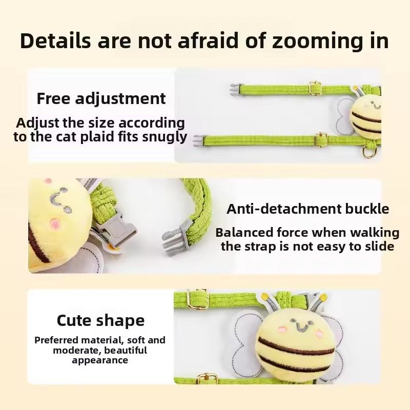 1PC M size cat belt anti breakage special for going out cat vest style chest strap small dog anti running cat rope