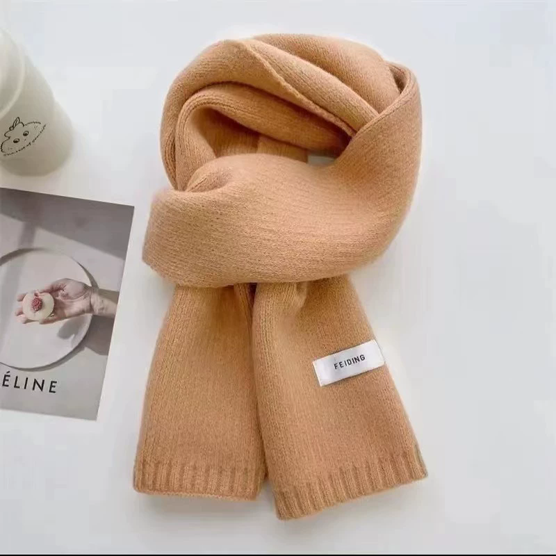 1PC Simple Solid Soft Scarf Autumn Winter Women Knitted Wool Korean Couple Fashion Thick Warm Muffler Thermal Muffler Male Shawl