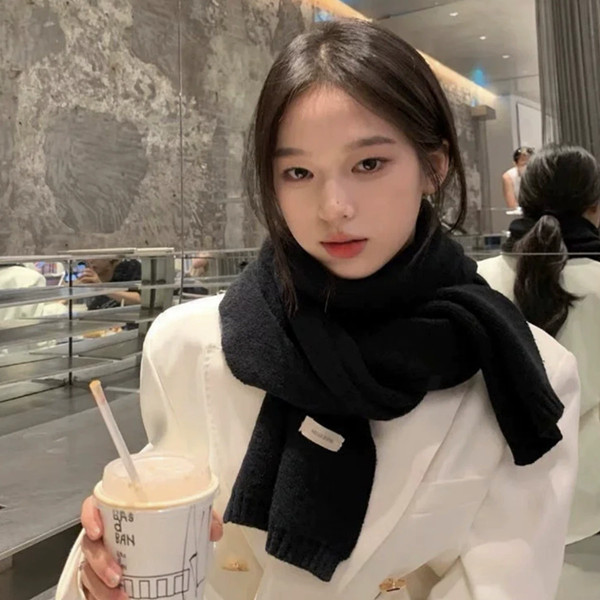 1PC Simple Solid Soft Scarf Autumn Winter Women Knitted Wool Korean Couple Fashion Thick Warm Muffler Thermal Muffler Male Shawl