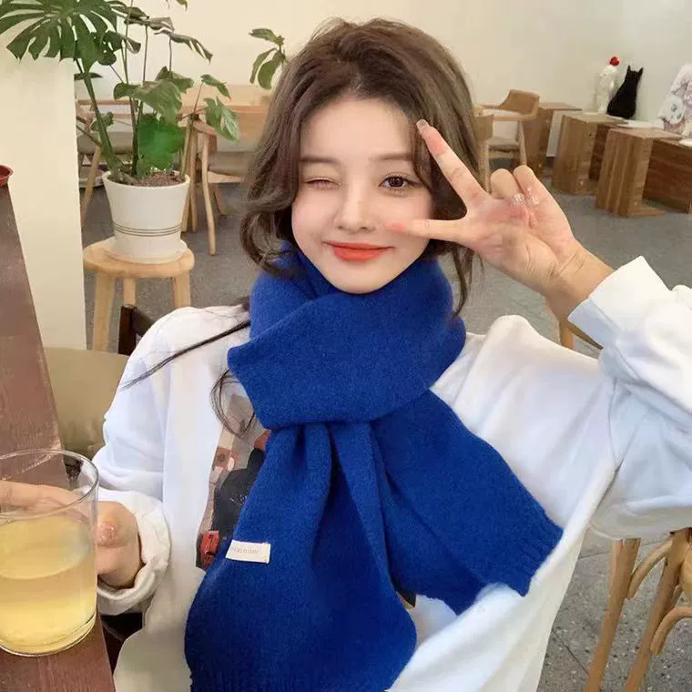 1PC Simple Solid Soft Scarf Autumn Winter Women Knitted Wool Korean Couple Fashion Thick Warm Muffler Thermal Muffler Male Shawl