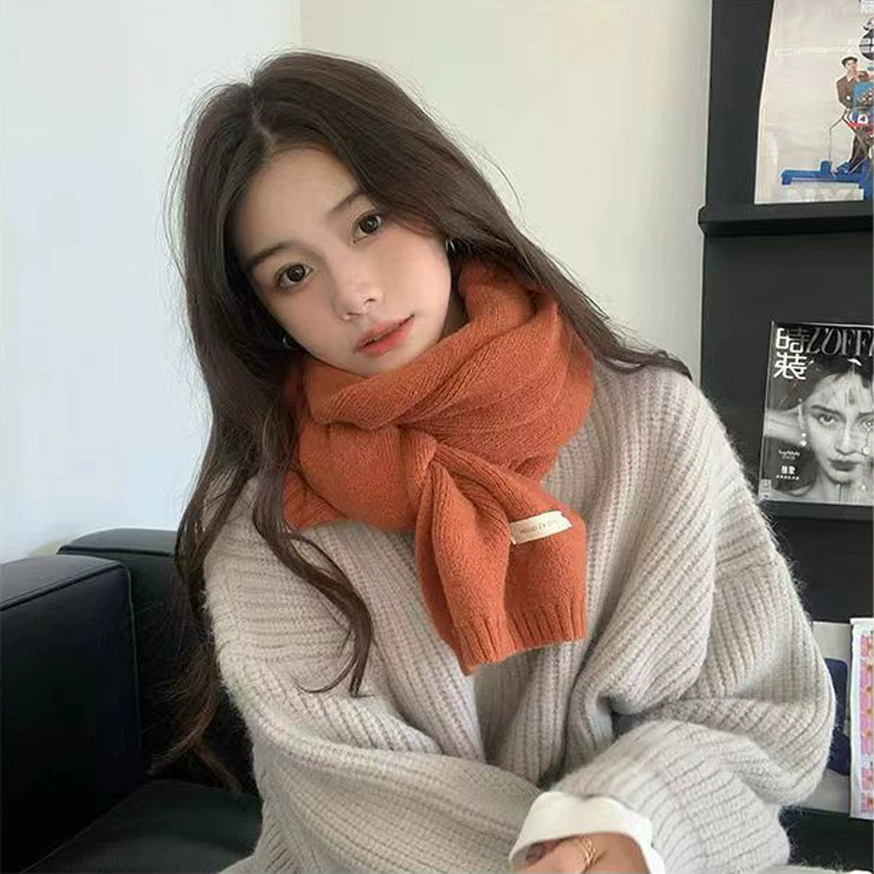 1PC Simple Solid Soft Scarf Autumn Winter Women Knitted Wool Korean Couple Fashion Thick Warm Muffler Thermal Muffler Male Shawl