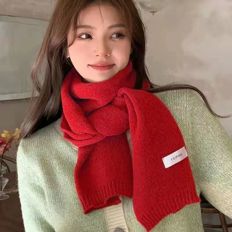 1PC Simple Solid Soft Scarf Autumn Winter Women Knitted Wool Korean Couple Fashion Thick Warm Muffler Thermal Muffler Male Shawl