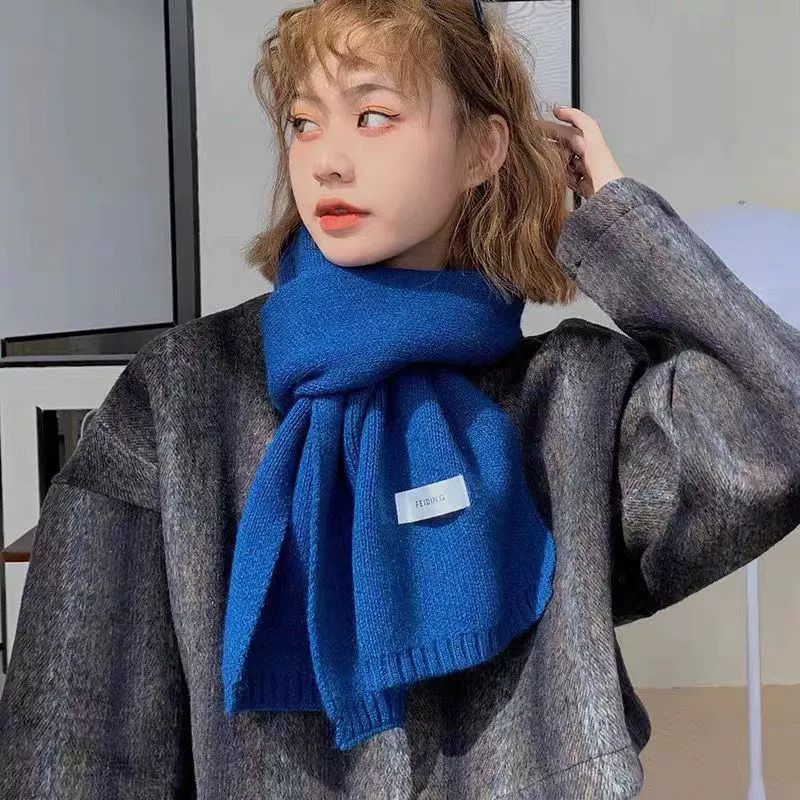 1PC Simple Solid Soft Scarf Autumn Winter Women Knitted Wool Korean Couple Fashion Thick Warm Muffler Thermal Muffler Male Shawl