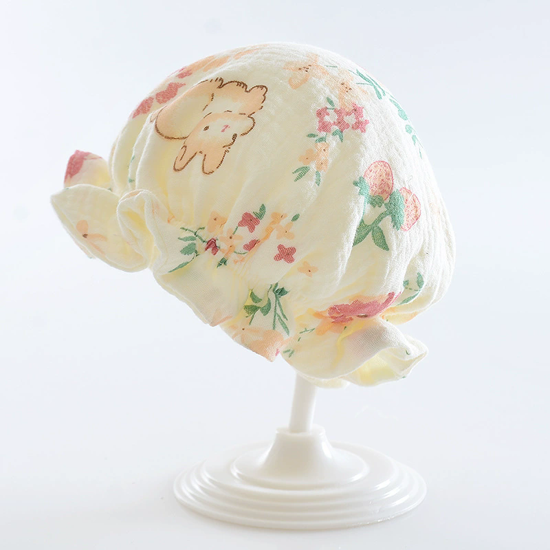 1PC Newborn Baby Cap, Spring/Summer Thin, Breathable, 0-3 Months Baby Princess Cap, Cute Baotou Cap, Sunscreen and Sunshade Cap