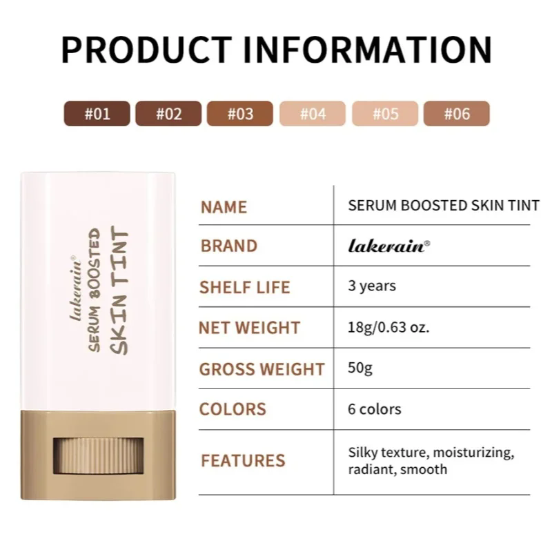 1PC Stick Foundation Boosted Skin Tint Foundation Stick Smooth Plumper Hight Coverage Travel Bronze Foundation Stick Makeup B2-1048