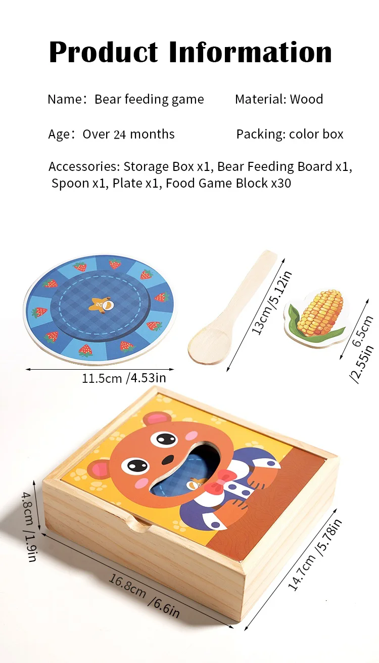 1PC Parent child simulation teddy bear feeding game, early childhood education, baby's fine action, spoon training toy