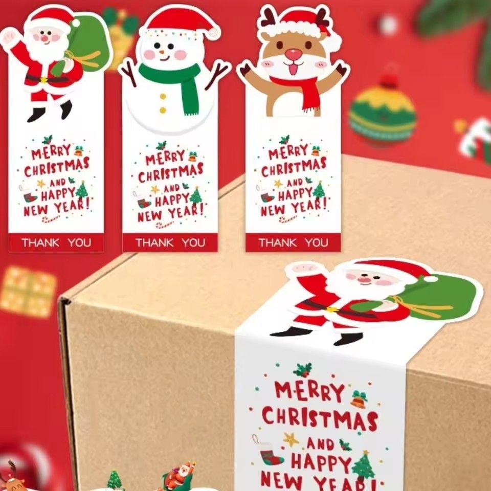 50pcs/pack Wrapping Seal Labels Gift Paper Sticker Biscuit Package Self Adhesive Xmas Ornament Baking Adornment Cookie Candy Tag