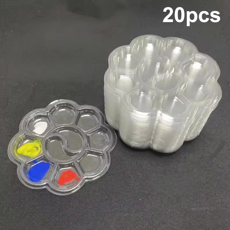 20PCS Disposable Gouache Oil Painting Palette Plum Blossom Shape Painting Art Palette Washable Watercolor Paint Palette