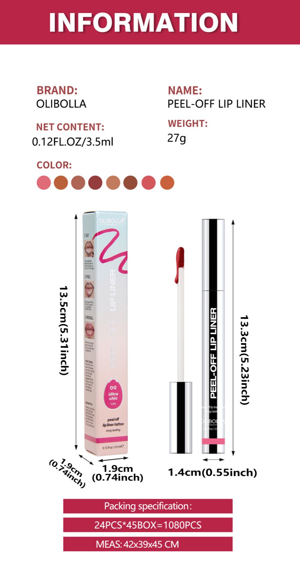 1PC lipliner waterproof peeling tattoo lip color waterproof lasting lusterless lip line