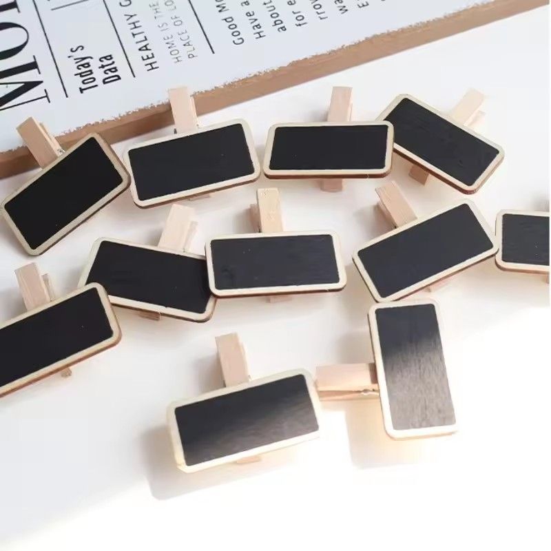 10PCS  Mini wooden small blackboard clip display price tag insert sign Sticky note clip mini photo clip small blackboard