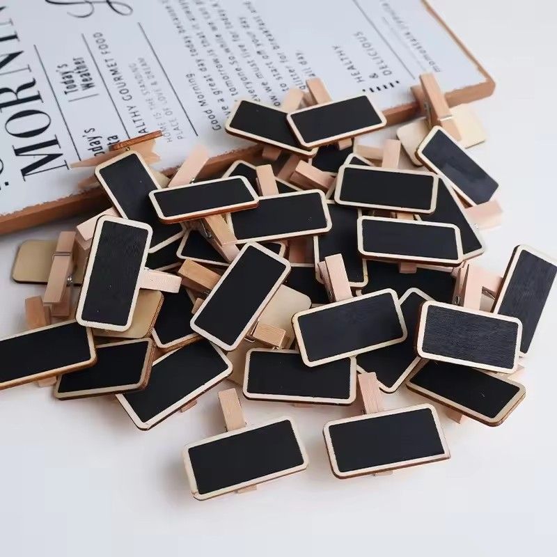 10PCS  Mini wooden small blackboard clip display price tag insert sign Sticky note clip mini photo clip small blackboard