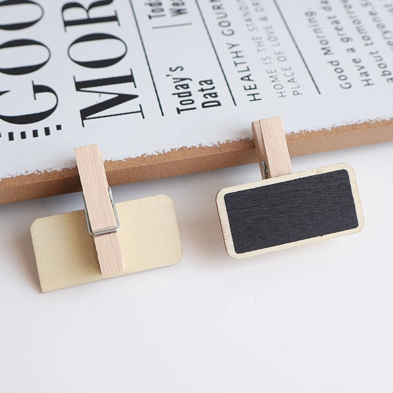 10PCS  Mini wooden small blackboard clip display price tag insert sign Sticky note clip mini photo clip small blackboard