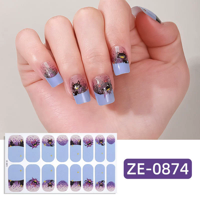 1PC  New Halloween luminous nail oil film nail stickers, spider web ghost dark style European and American nail stickers view 10