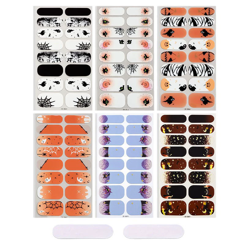 1PC  New Halloween luminous nail oil film nail stickers, spider web ghost dark style European and American nail stickers view 4