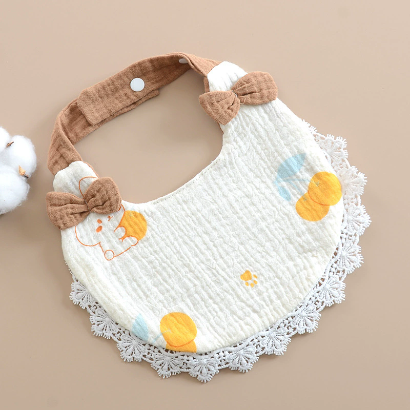 1PC Newborn Baby Bibs Cute Bows Lace Muslin Burp Cloth Cotton Saliva Towel for Girls Infant Bib Babies Items Accessories