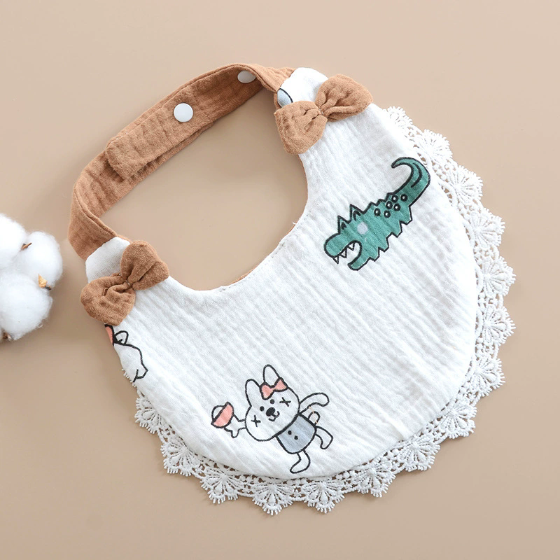1PC Newborn Baby Bibs Cute Bows Lace Muslin Burp Cloth Cotton Saliva Towel for Girls Infant Bib Babies Items Accessories