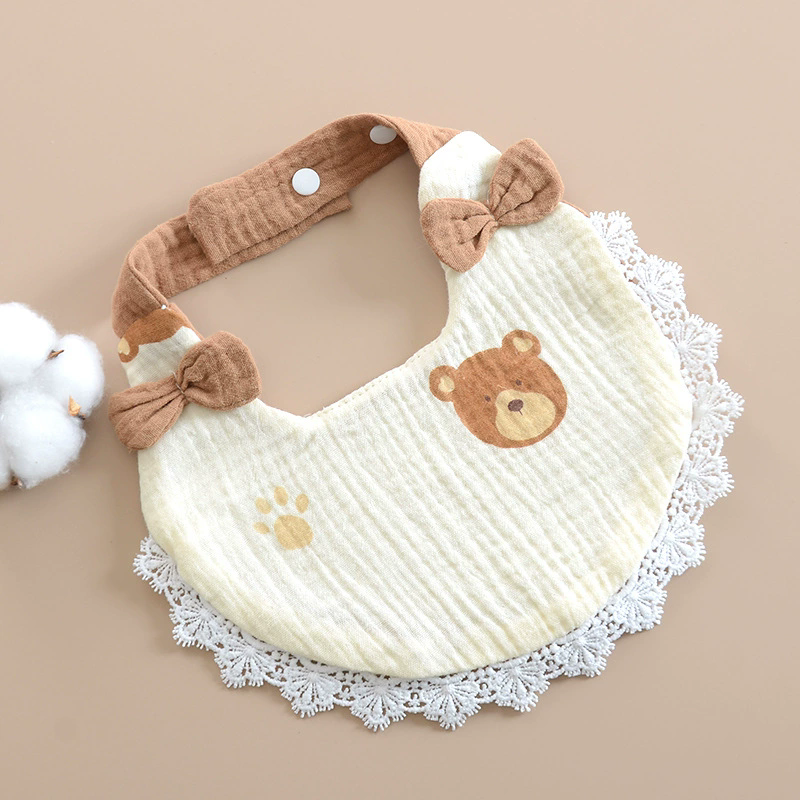 1PC Newborn Baby Bibs Cute Bows Lace Muslin Burp Cloth Cotton Saliva Towel for Girls Infant Bib Babies Items Accessories