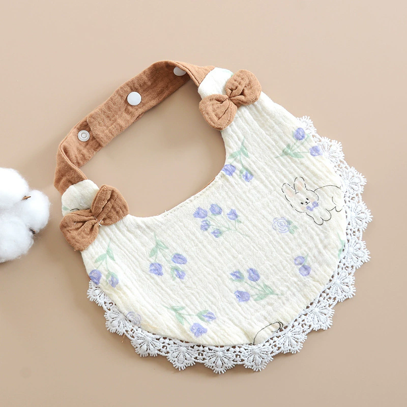 1PC Newborn Baby Bibs Cute Bows Lace Muslin Burp Cloth Cotton Saliva Towel for Girls Infant Bib Babies Items Accessories