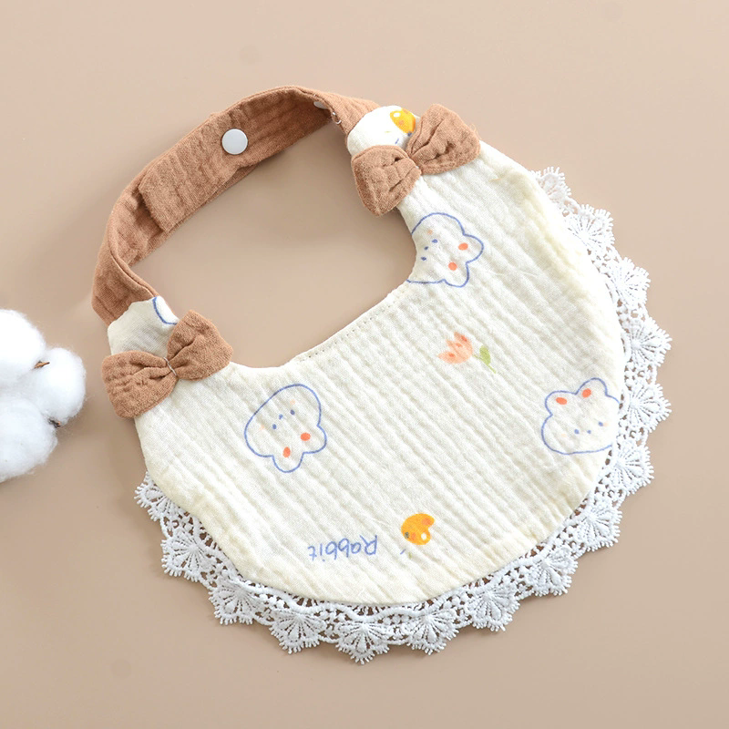1PC Newborn Baby Bibs Cute Bows Lace Muslin Burp Cloth Cotton Saliva Towel for Girls Infant Bib Babies Items Accessories