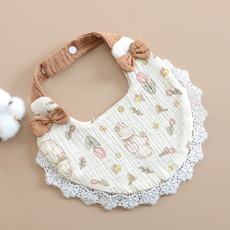 1PC Newborn Baby Bibs Cute Bows Lace Muslin Burp Cloth Cotton Saliva Towel for Girls Infant Bib Babies Items Accessories