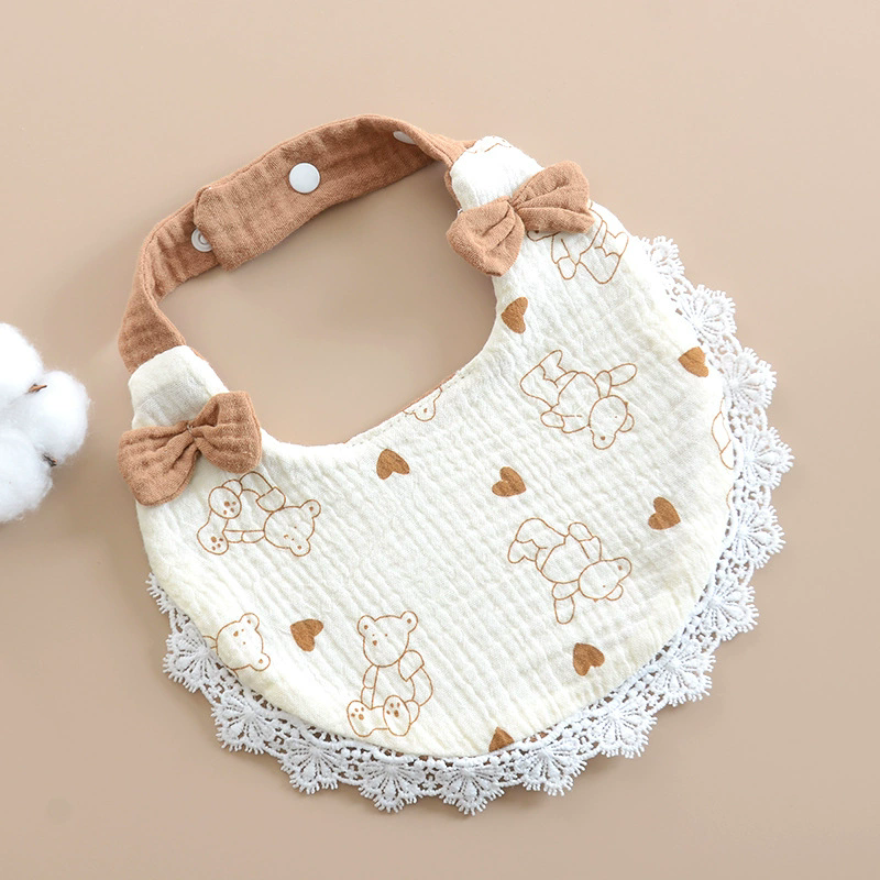 1PC Newborn Baby Bibs Cute Bows Lace Muslin Burp Cloth Cotton Saliva Towel for Girls Infant Bib Babies Items Accessories