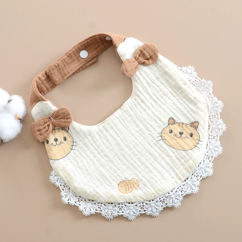 1PC Newborn Baby Bibs Cute Bows Lace Muslin Burp Cloth Cotton Saliva Towel for Girls Infant Bib Babies Items Accessories