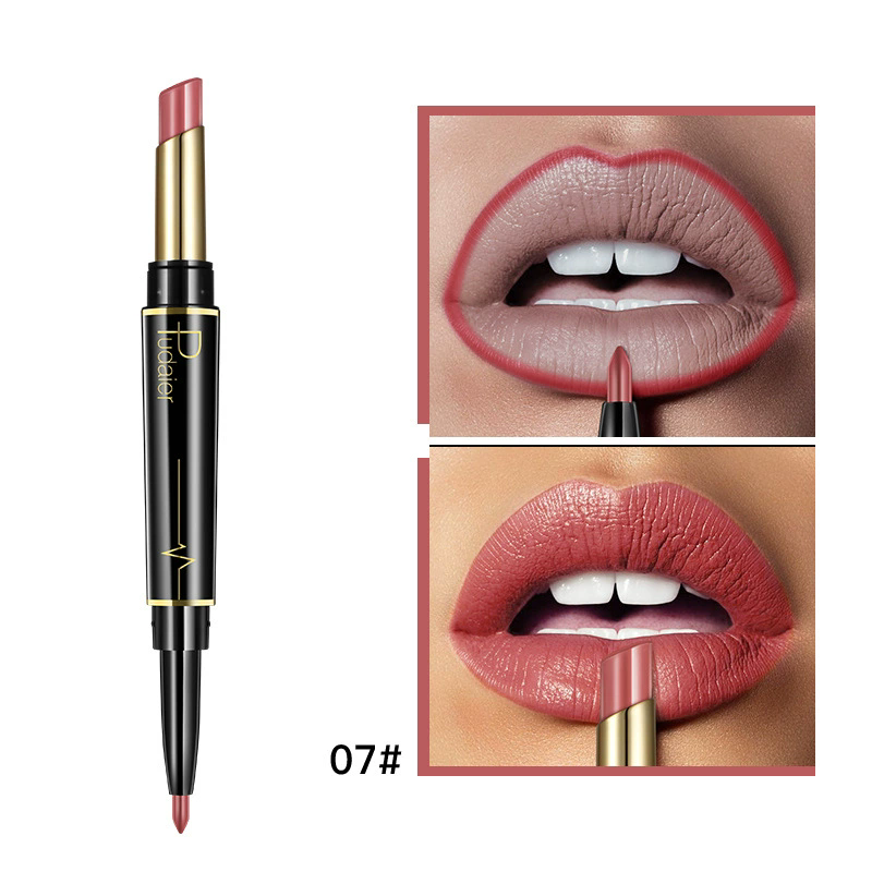 1PC  Matte Smooth Lipstick Sexy Soft Matte Red Purple Lipstick Carving Lip Contours Lip Liner Pencil Double Head Lipsticks view 9
