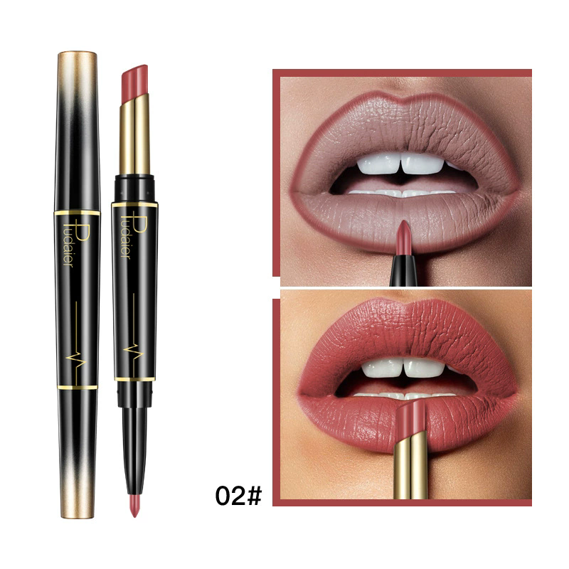 1PC  Matte Smooth Lipstick Sexy Soft Matte Red Purple Lipstick Carving Lip Contours Lip Liner Pencil Double Head Lipsticks view 4