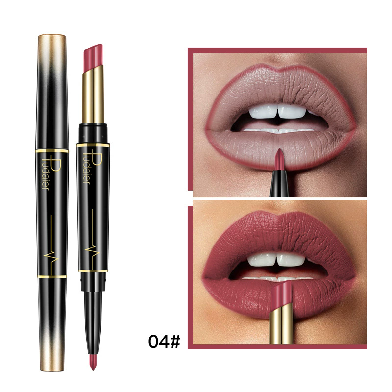 1PC  Matte Smooth Lipstick Sexy Soft Matte Red Purple Lipstick Carving Lip Contours Lip Liner Pencil Double Head Lipsticks view 6