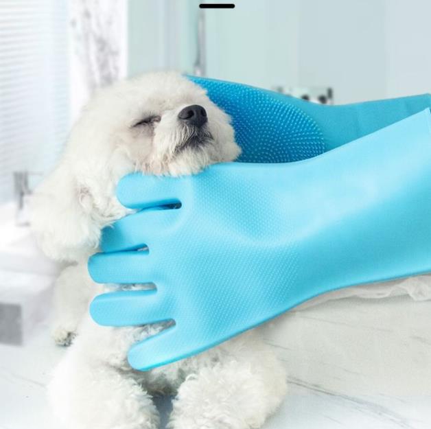 1 Pair Pet grooming and cleaning gloves, dog and cat bathing and shampooing gloves, scrubber, silicone hair removal gloves