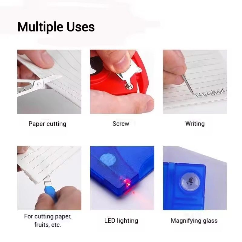 Outdoor Camping Multifunctional Knife Card Combination Multi-purpose Survival Tool Beauty Suit with Lamp Tool Card.