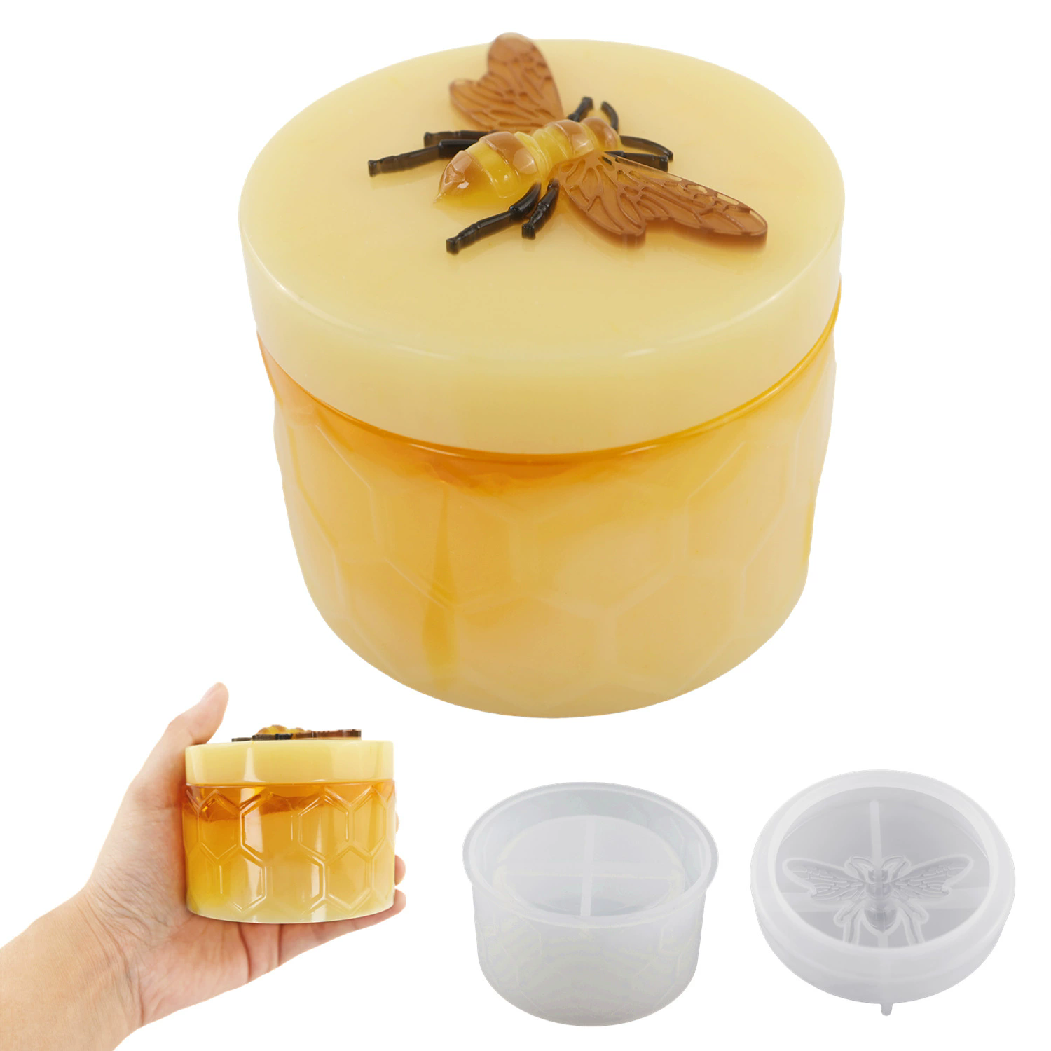 1PC   Bee Can Gypsum Silicone Mold Handmade Gift Resin Candle Cup Ceramic Storage Box Mold Home Crafts Decoration Drop Glue Mold