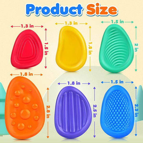 1Set New  Toys Adults Sensory Silicone Stone 6 Pc Textured for Autism Kids Calming Down Fidget Stress Relief Toys