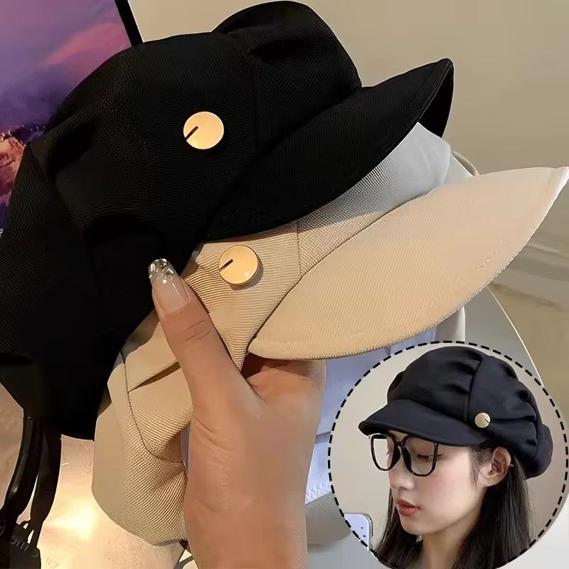 1PC  Cloud Berets Fashion Pleated Octagonal Cap Vintage Solid Color Peaked Caps For Women Newsboy Painter Artist Hat