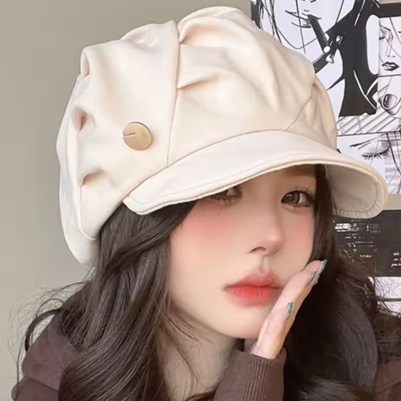 1PC  Cloud Berets Fashion Pleated Octagonal Cap Vintage Solid Color Peaked Caps For Women Newsboy Painter Artist Hat