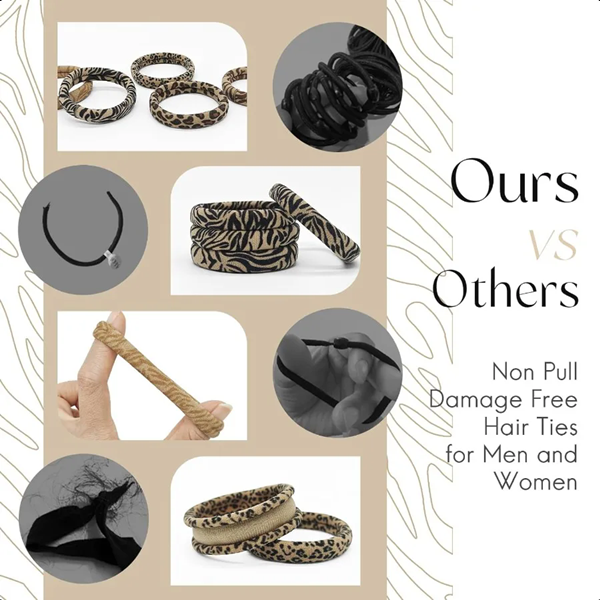 10PCS leopard print headband for women, high stretch ponytail, rubber band, hair rope, European and American hair accessories