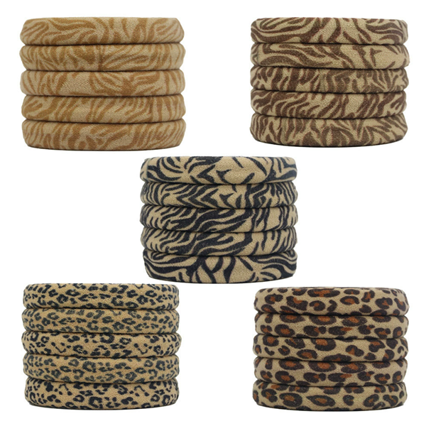 10PCS leopard print headband for women, high stretch ponytail, rubber band, hair rope, European and American hair accessories