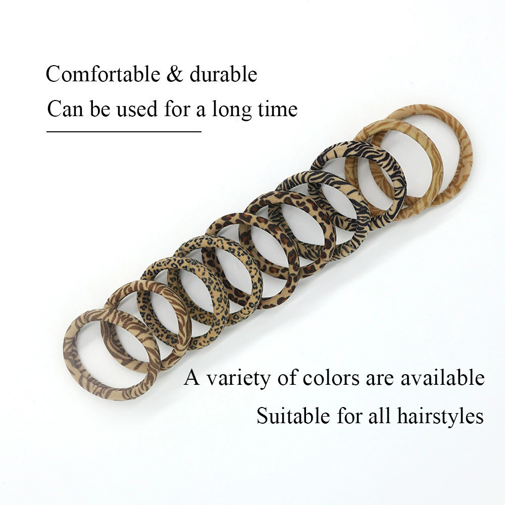 10PCS leopard print headband for women, high stretch ponytail, rubber band, hair rope, European and American hair accessories