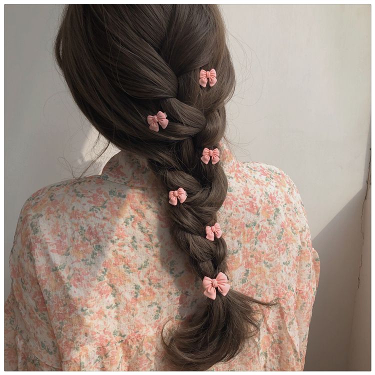 5PCS  Pink peach hair clip, hair clip, sweet mountain tea lace clip, bow headband, hair accessory