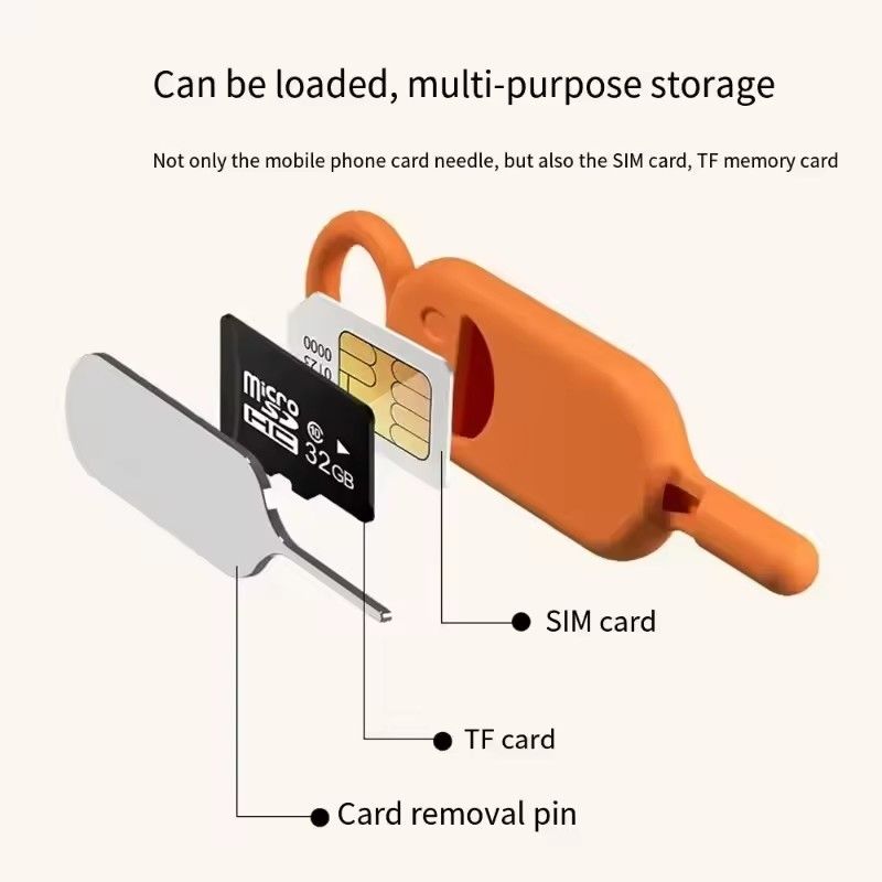 1PC  2 IN 1 SIM Card Removal Needle Pin with Protector Holder Anti-Lost Phone SIM Cards Storage Case Tray Ejector Needle Opener