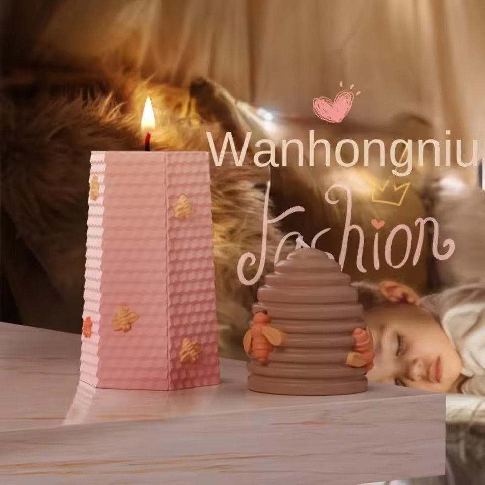 1PC 3D Bee Honeycomb Candle Mold DIY Silicone Resin Molds 3D Art Wax Candle Making Mould Silicone Handmade Romantic Candle Molds