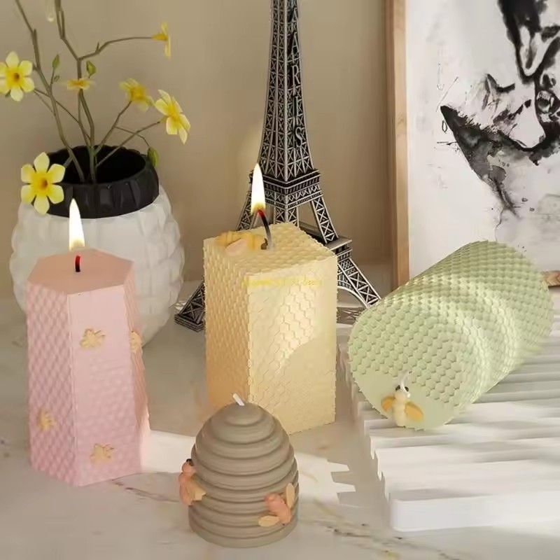 1PC 3D Bee Honeycomb Candle Mold DIY Silicone Resin Molds 3D Art Wax Candle Making Mould Silicone Handmade Romantic Candle Molds
