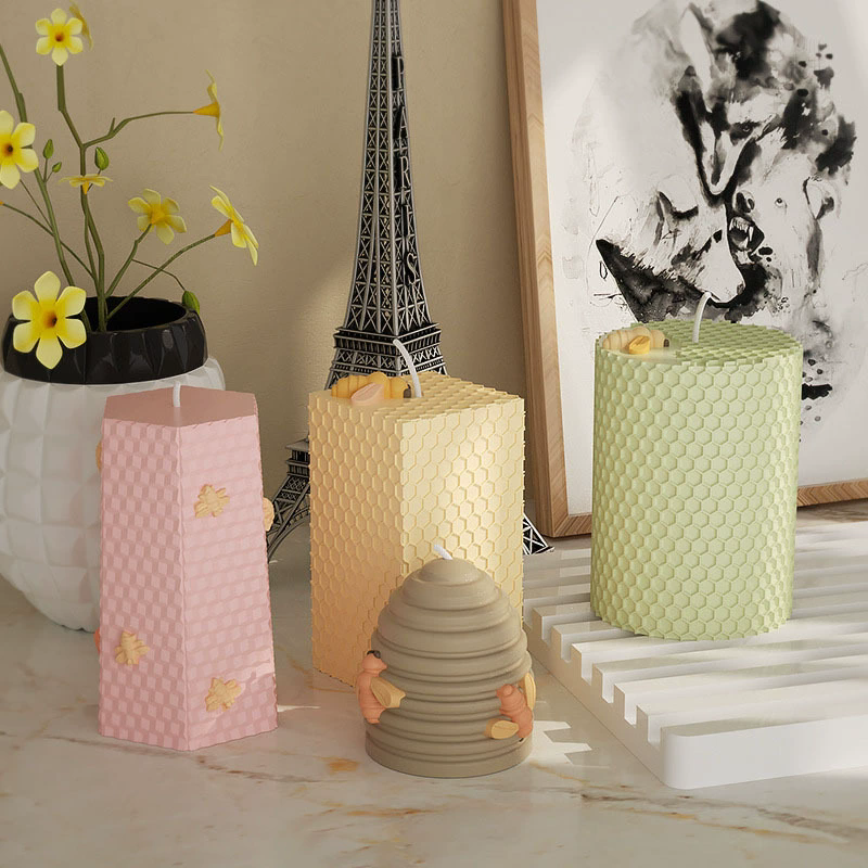 1PC 3D Bee Honeycomb Candle Mold DIY Silicone Resin Molds 3D Art Wax Candle Making Mould Silicone Handmade Romantic Candle Molds