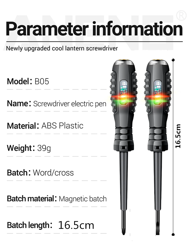 1PC  Digital Voltage Tester Pen Non-contact Induction Screwdriver Test Pencil Word/Cross Screwdriver Voltmeter Detector